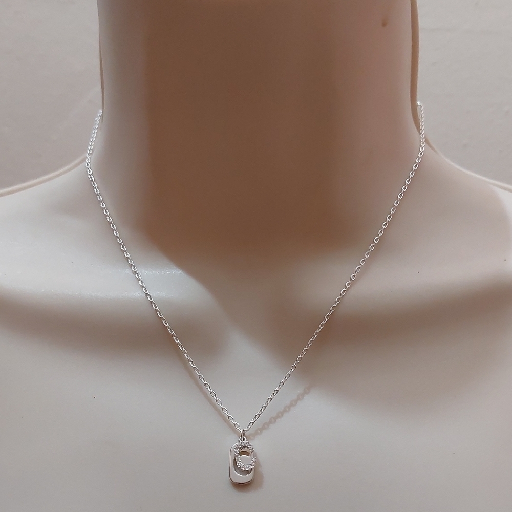 Dainty Two Letter C Charms Silver Tone Necklace